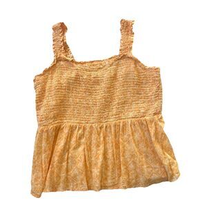Old Navy Tank Top size XL Smocked Babydoll Orange Ruffle Strappy Cottagecore EUC